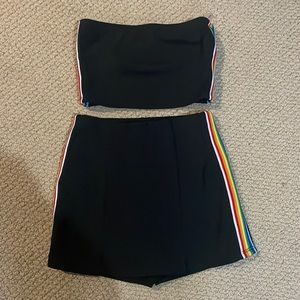 Blue Blush Skort Set With Rainbow Sides